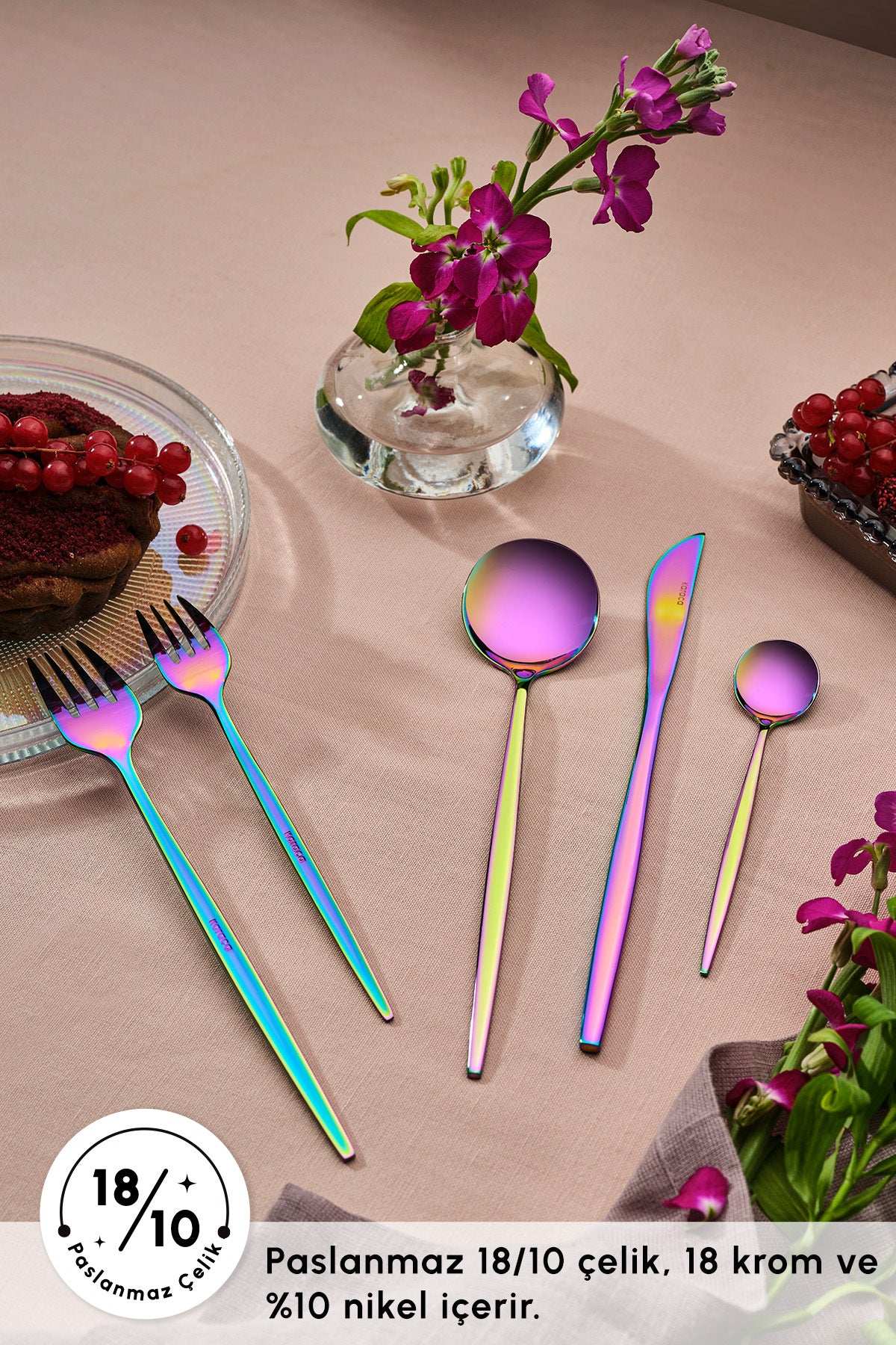 Karaca orion rainbow 30 Piece 6 Place Setting Flatware Set - MALLTURK