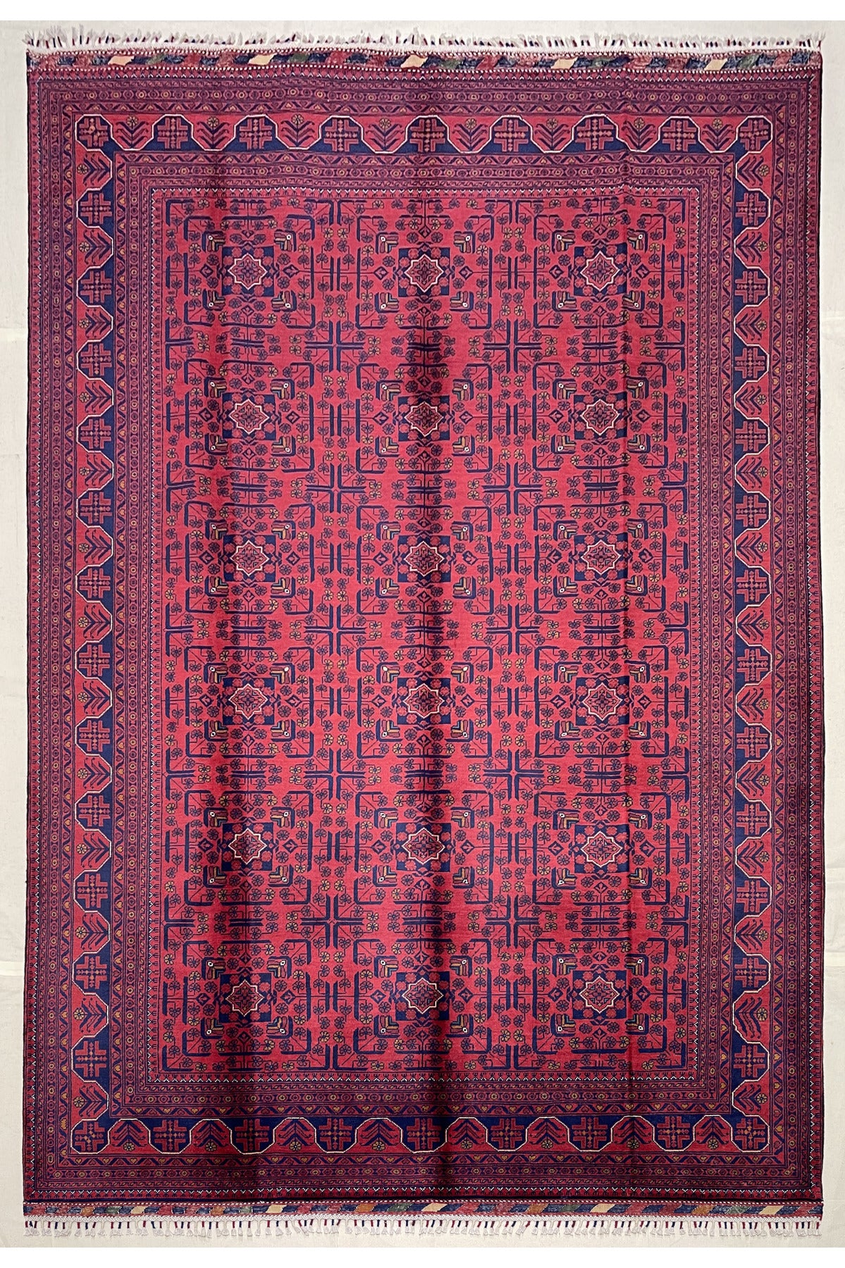 Afghan Rug Hand-Woven 6 Meter 100% Wool Natural Dye Handicraft ile Harika Yildiz Pattern Design