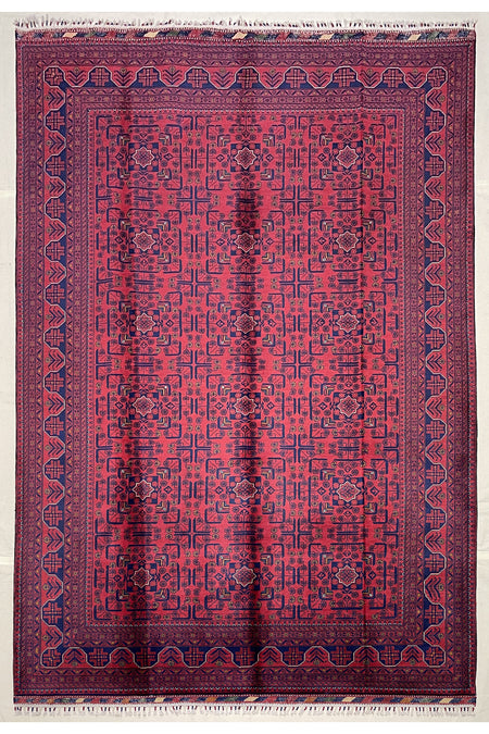 Afghan Rug Hand-Woven 6 Meter 100% Wool Natural Dye Handicraft ile Harika Yildiz Pattern Design