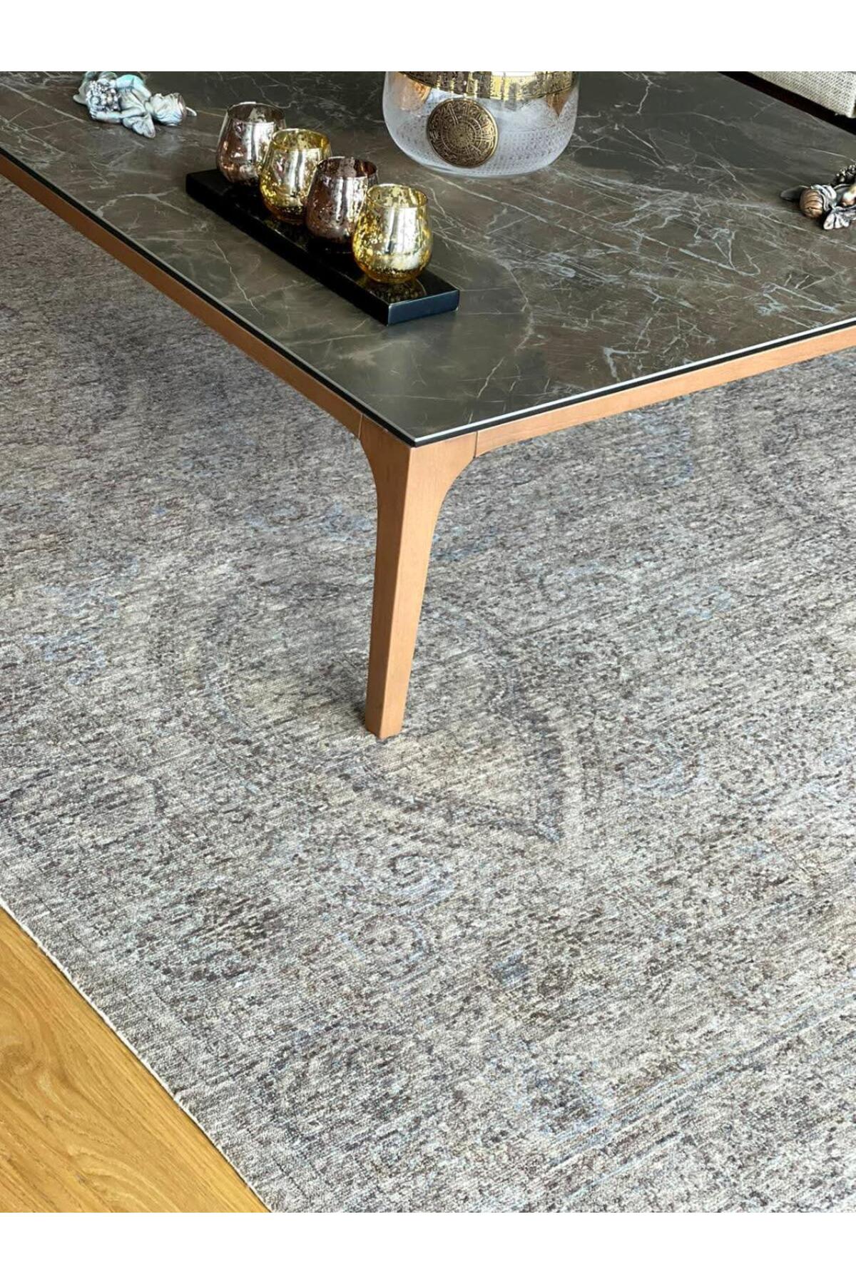 Eko Hali Taftan Vintage Pattern Machine Woven Carpet - Taftan TF 03 Beige - MALLTURK
