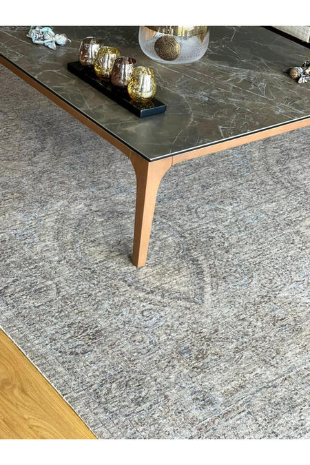 Eko Hali Taftan Vintage Pattern Machine Woven Carpet - Taftan TF 03 Beige - MALLTURK