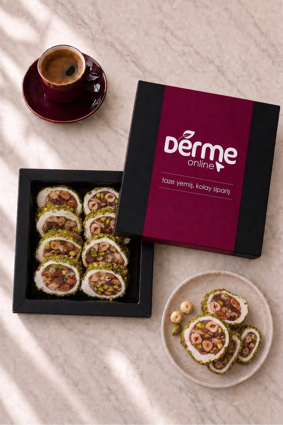 Derme Rolled Turkish Delight fistik Coated 300 g - MALLTURK
