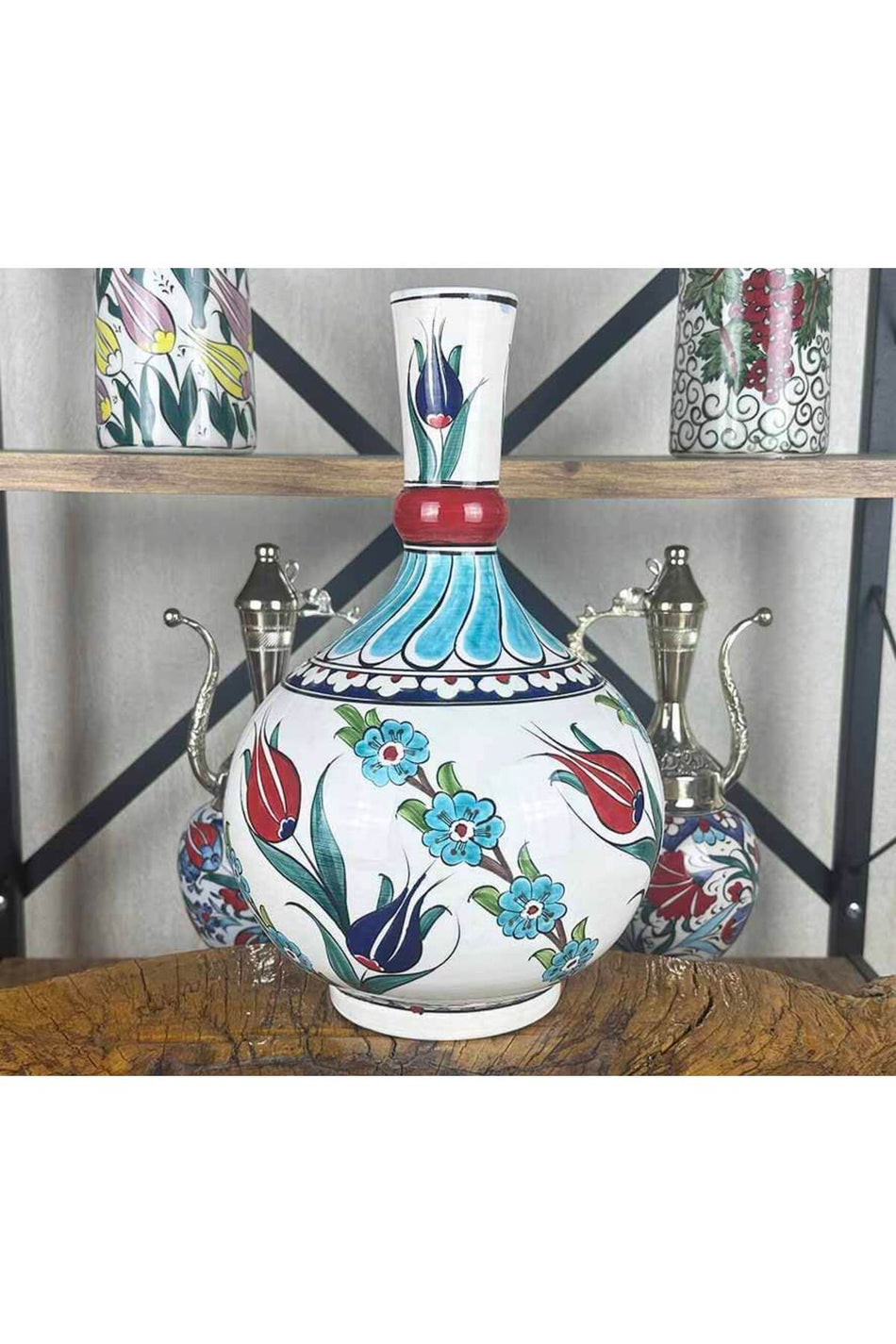 Cini Evi Elegant Tulips – Iznik Tile Vase - MALLTURK