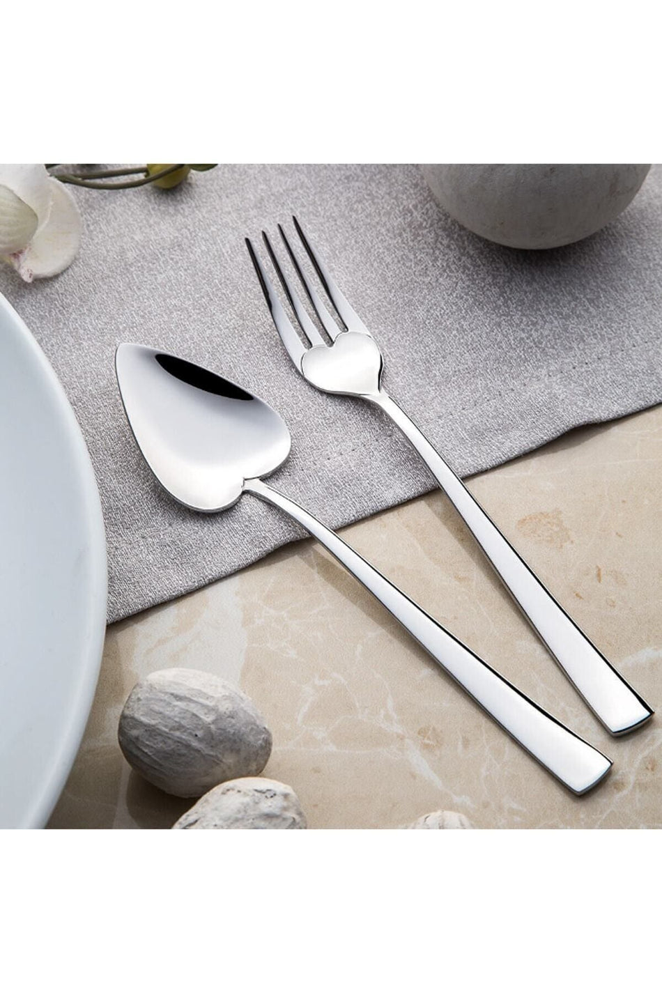 Nehir can canan 12 Piece Plain Dessert Fork Spoon Set - MALLTURK