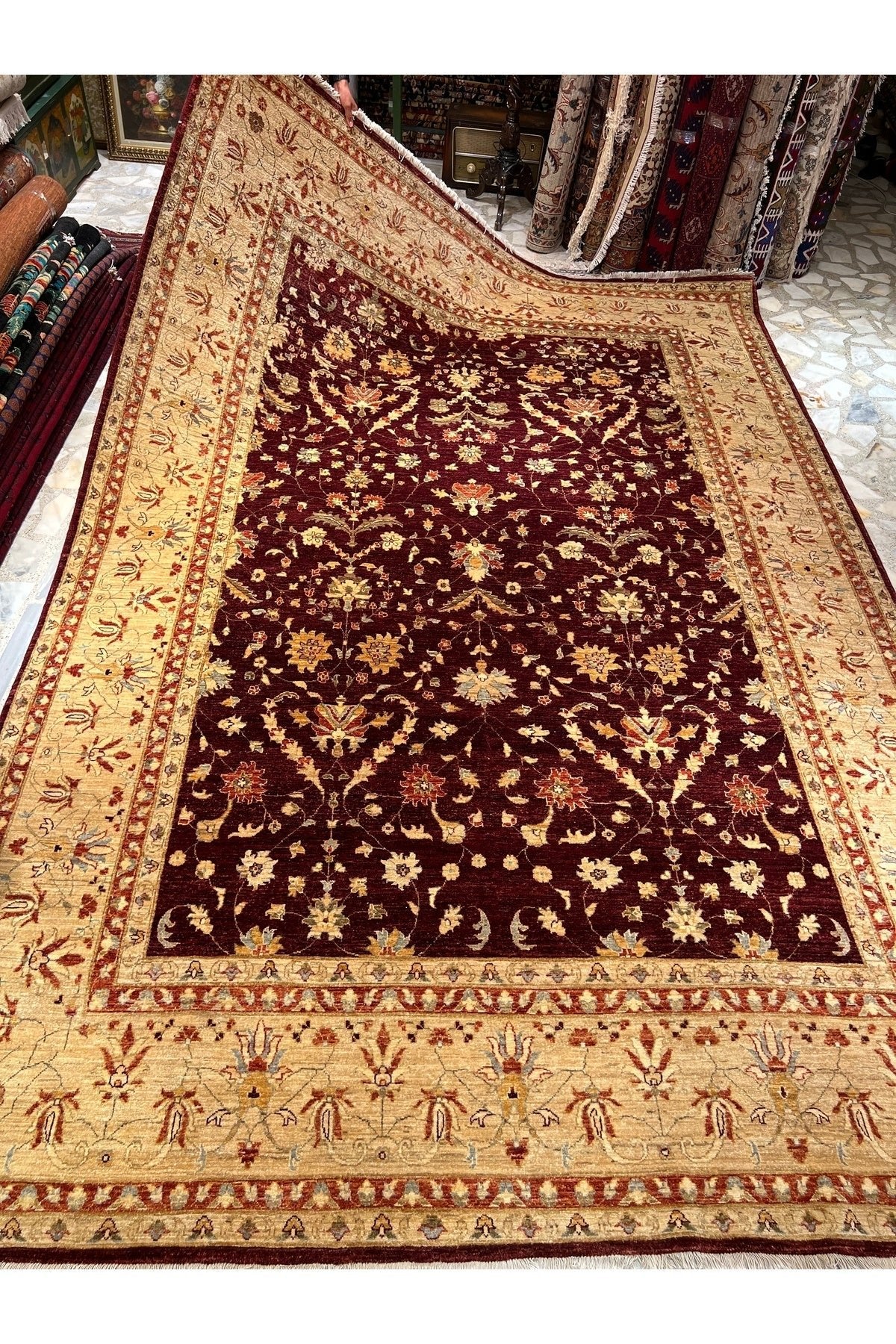 RD RAMAZAN DAG Hand Rug Art Hand-Woven Afgan Usagi Ziegler Rug Size 390x267 - MALLTURK