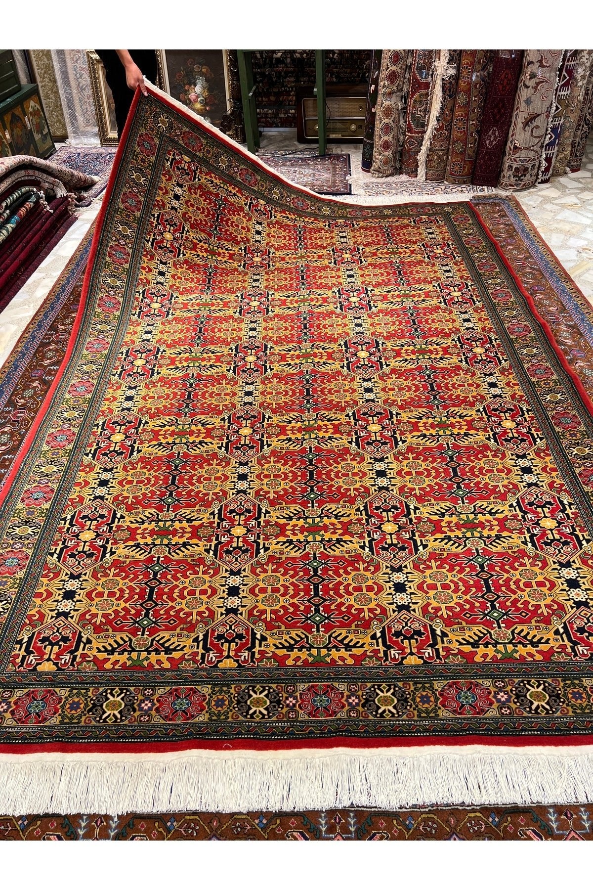 RD RAMAZAN DAG Hand Rug Art Hand-Woven Sumerbank Hereke Rug Sercuklu Design Size 300x200. - MALLTURK