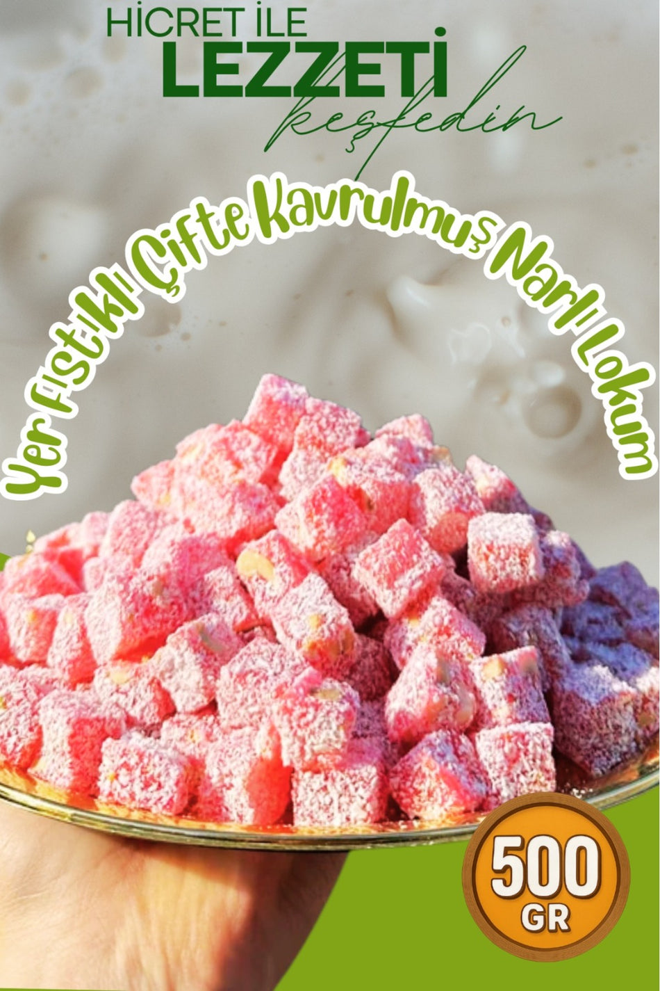 Hicret kuruyemis Peanut Double Roasted Pomegranate Flavored Turkish Delight 500 g - MALLTURK