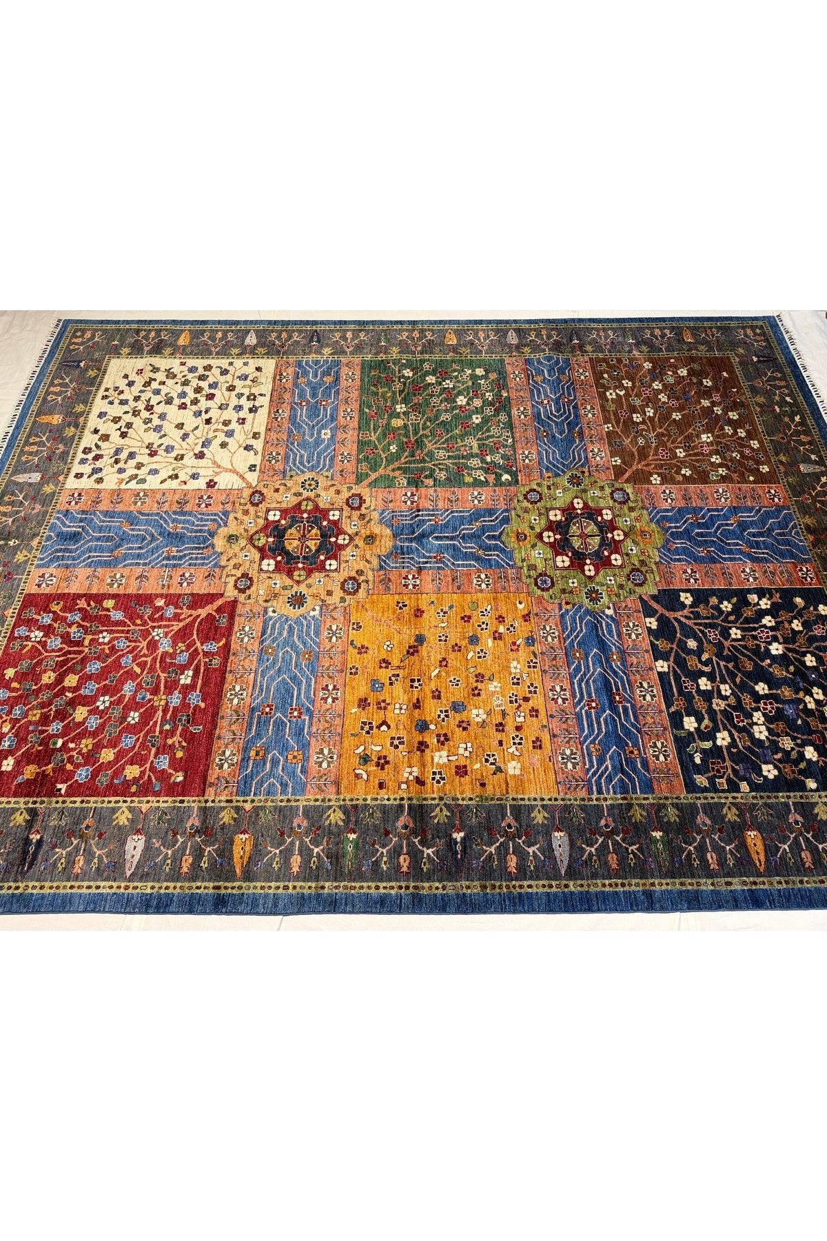 Afgan Rug Hand-Woven 100% Wool AGAC HAYATI Design Natural Dye Elsanat Eseri with Harike Renkler - MALLTURK