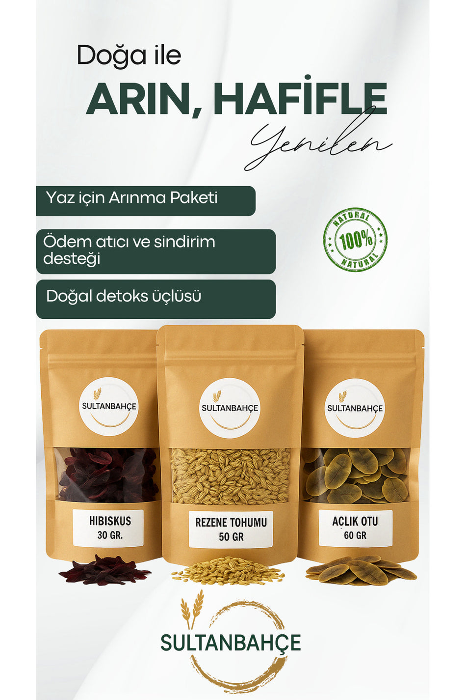 Sultanbahce Herbal Tea Set | Hibiscus Tea | Hunger Herb | Fennel | Natural |