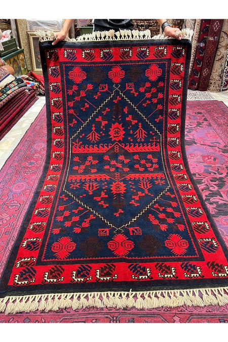 RD RAMAZAN DAG Hand Rug Art Hand-Woven Yagcibedir Rug Wool Fringe with Kirman Wool Woven Size 204x120.