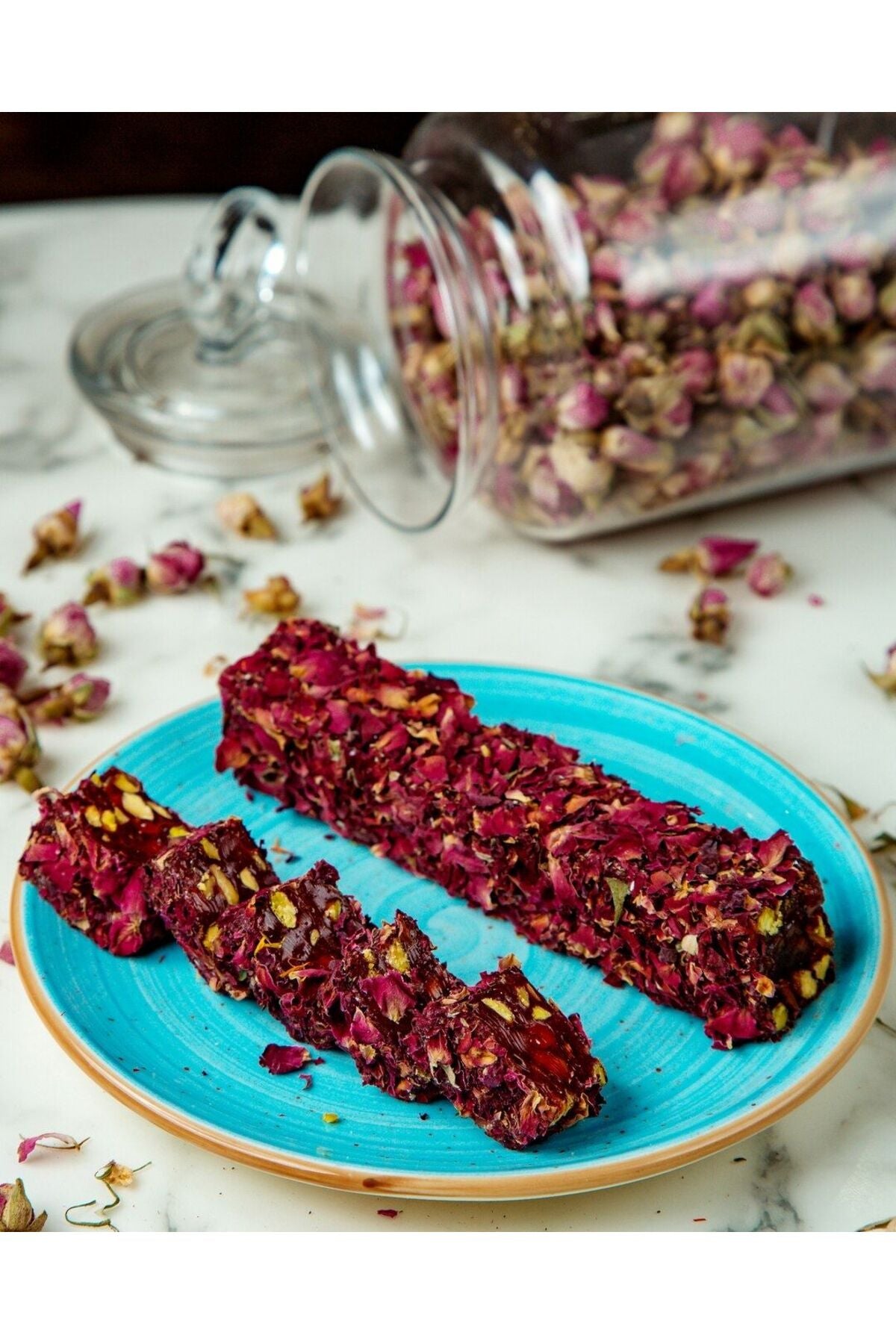 Gonbeler Rose Petal Pomegranate Flavored Pistachio Turkish Delight 350gr - MALLTURK