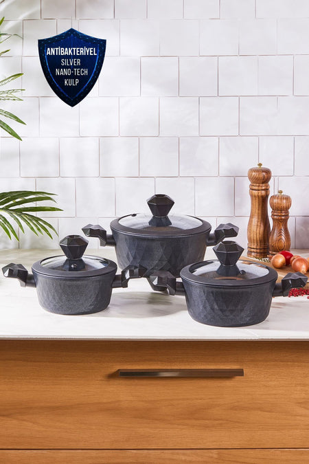 Karaca Biodiamond Antibakteriyel Kulp Induction Compatible 6 Piece Cookware Set - MALLTURK