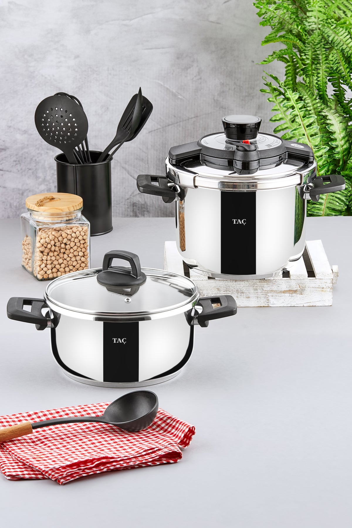 Tac FastCook 2-Piece 4+6 Liter induction Base Pressure Cooker Set - MALLTURK