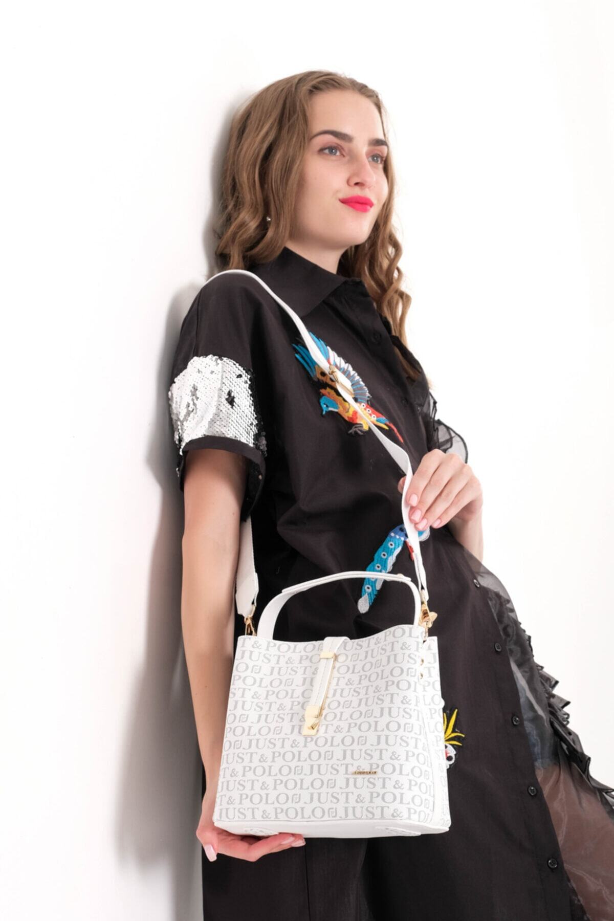 Just Polo Women's White Shoulder Bag - MALLTURK