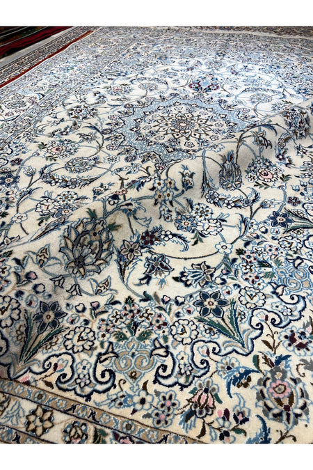 RD RAMAZAN DAG Hand Rug Art Hand-Woven Iranian Nain Rug Premium Quality Wool Blend Size 290x200 - MALLTURK