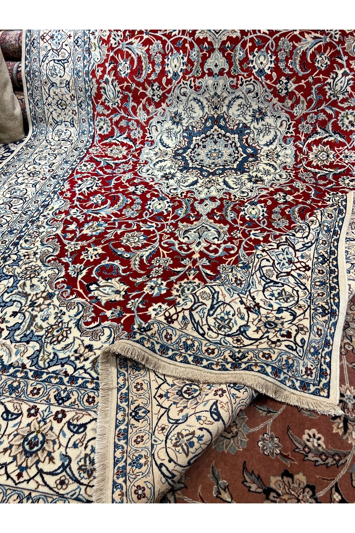 RD RAMAZAN DAG Hand Rug Art Hand-Woven Iranian Nain Rug Wool Blend Premium Quality KokBoya Size 320x200 - MALLTURK