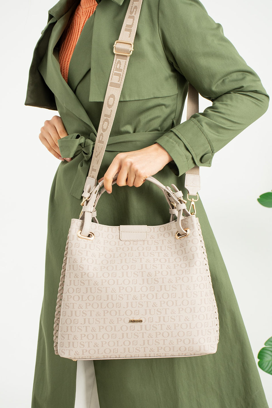 Just Polo Women's Hand and Shoulder Bag JPM2180 Stone - MALLTURK
