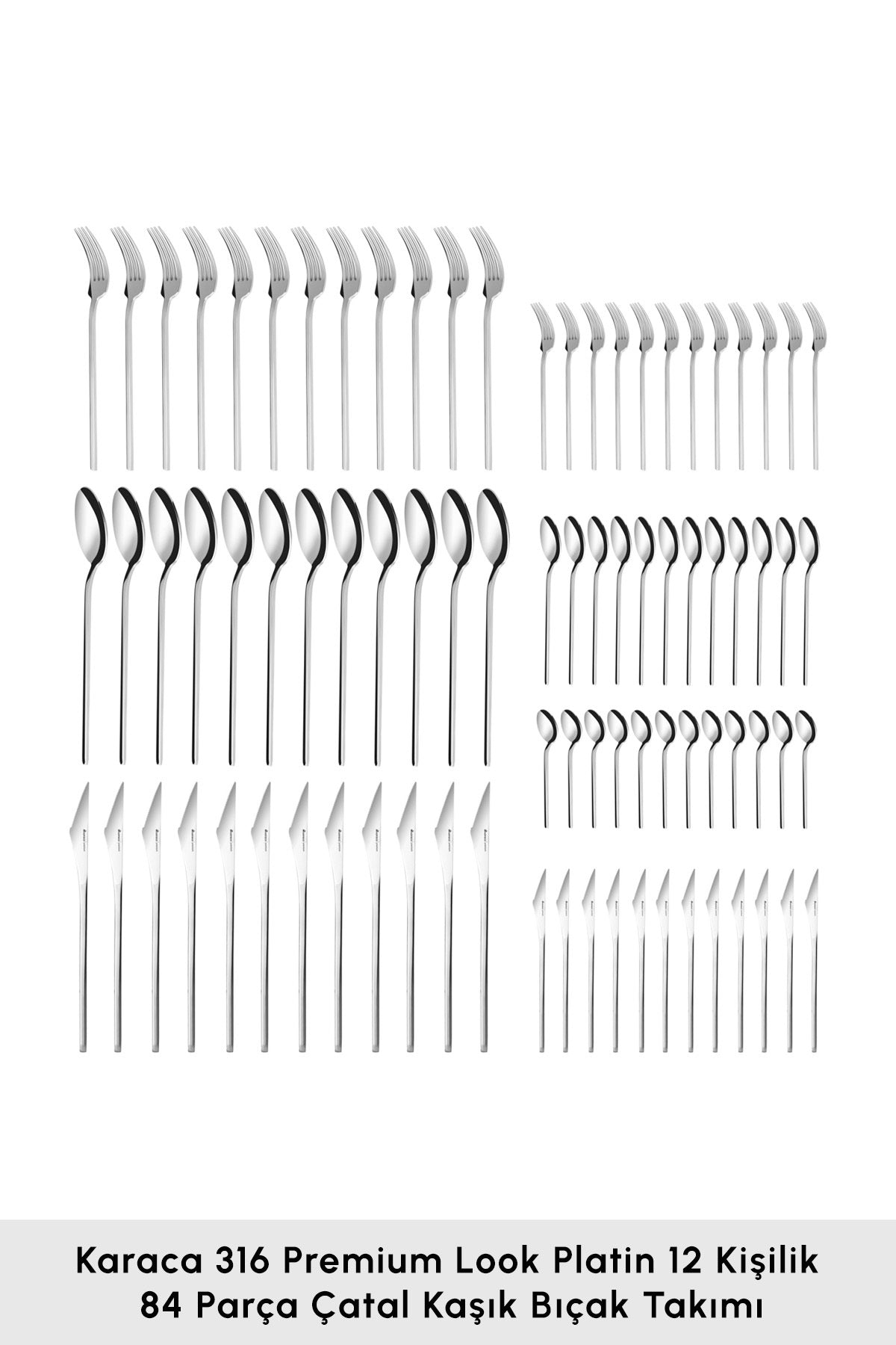 Karaca look 316 Steel 84 Piece 12 Place Setting premium Flatware Set Boxed - MALLTURK