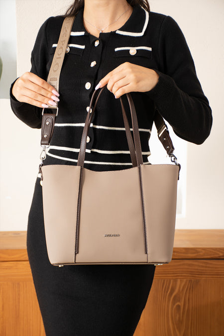 Just Polo Women's Hand and Shoulder Bag, New Season, Dimensions: Height: 24 cm, Width: 33 cm Sand Coffe - MALLTURK