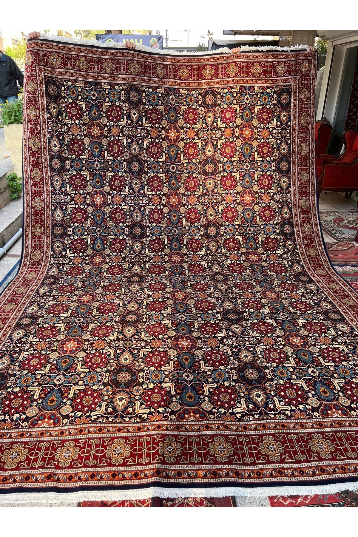 RD RAMAZAN DAG Hand Rug Art Hand-Woven Sumerbank Hereke Rug Signed Kafkas Design Premium Quality Size 417x300 - MALLTURK