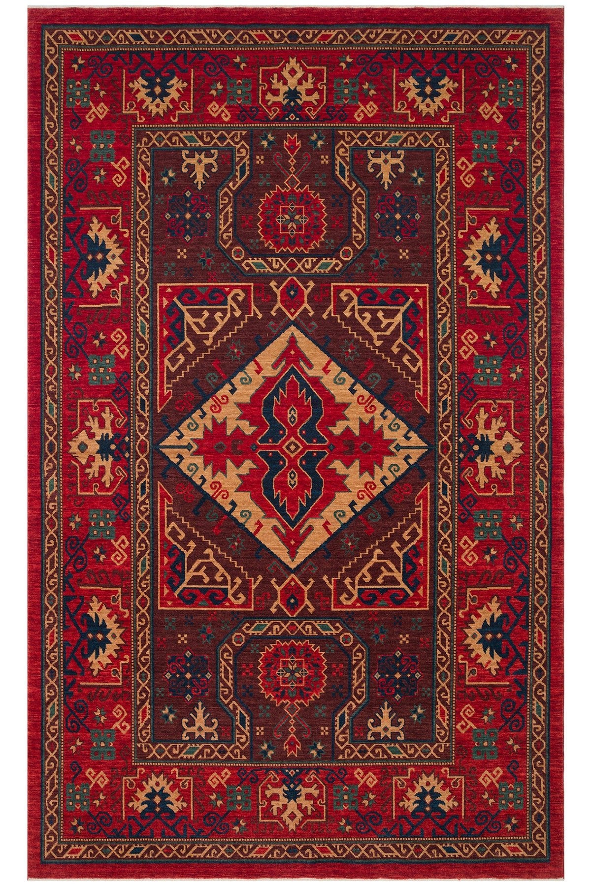Cool Rug Mardin Red Ethnic Pattern Hand-Woven Authentic Antique Wool Four Season Vintage Living Room Ev Room Rug - MALLTURK