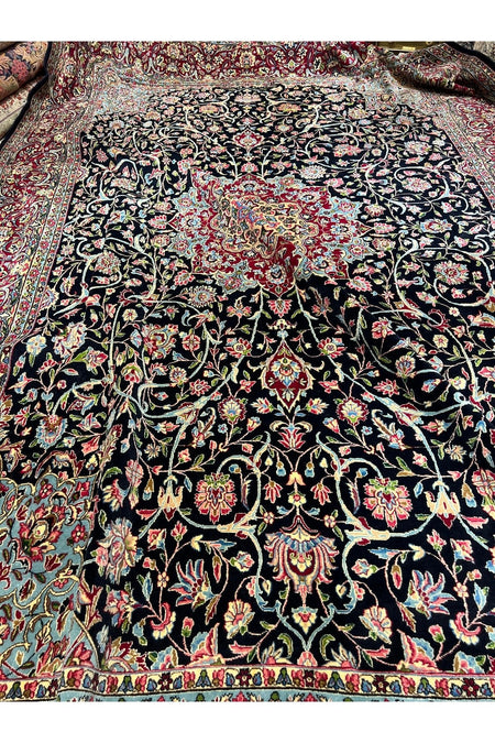 RD RAMAZAN DAG Hand Rug Art Hand-Woven Iranian kirman Rug Signed Collector Piece Natural Dye Size 4.45x2.95 - MALLTURK
