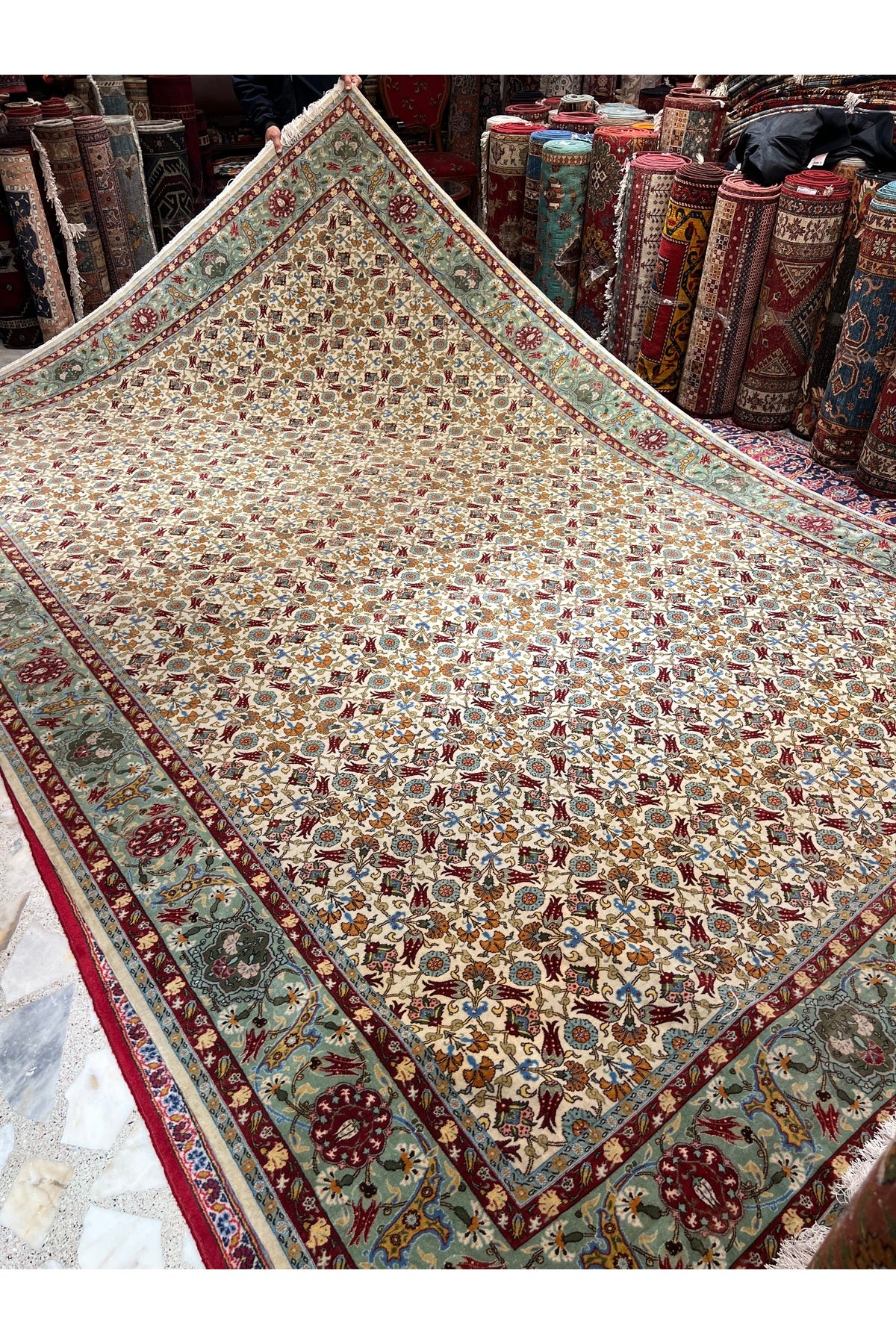 RD RAMAZAN DAG Hand Rug Art Hand-Woven Hereke Rug Lalezar Design Size 395x255 - MALLTURK