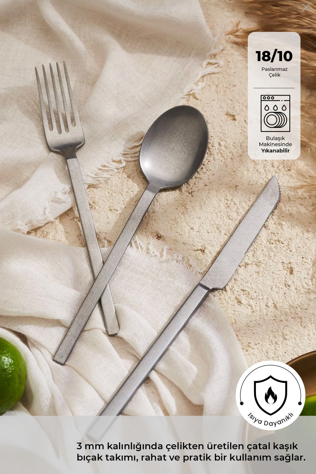 Emsan artisan storm 18 Piece 6 Place Setting Flatware Set - MALLTURK