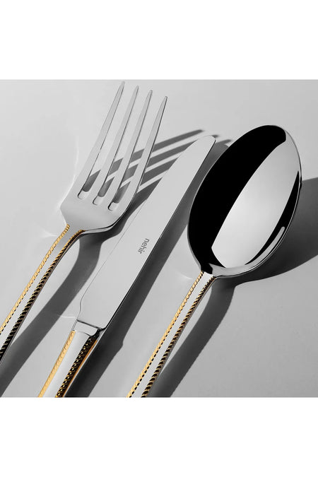 Nehir fulya 24 ayar Plain Gold Plated 89 Piece deri Boxed Flatware Set - MALLTURK