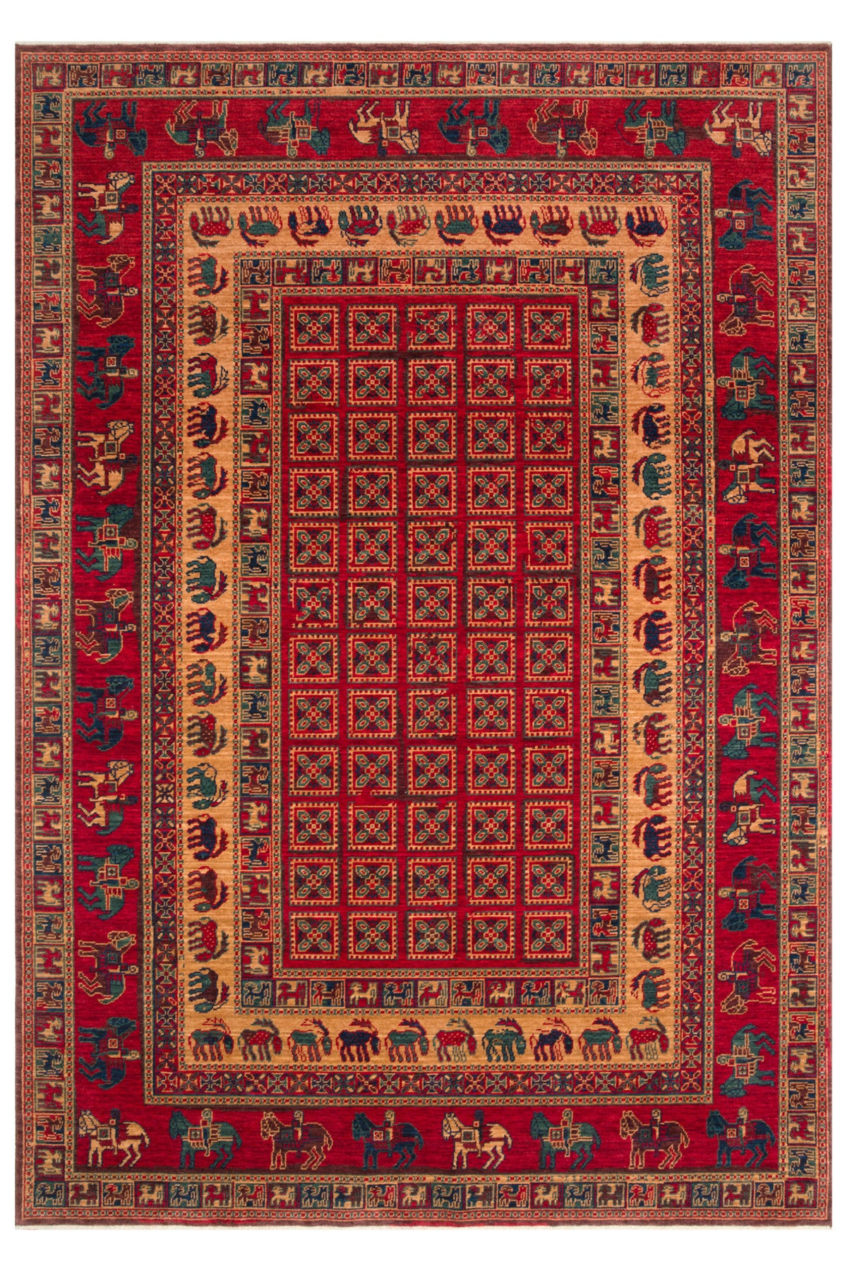Kalesta Rug Rustik 08 Red Natural Wool ile Ozel Tezgahlarda Hand-Woven Teknikleri ile Uretilen Living Room Rug