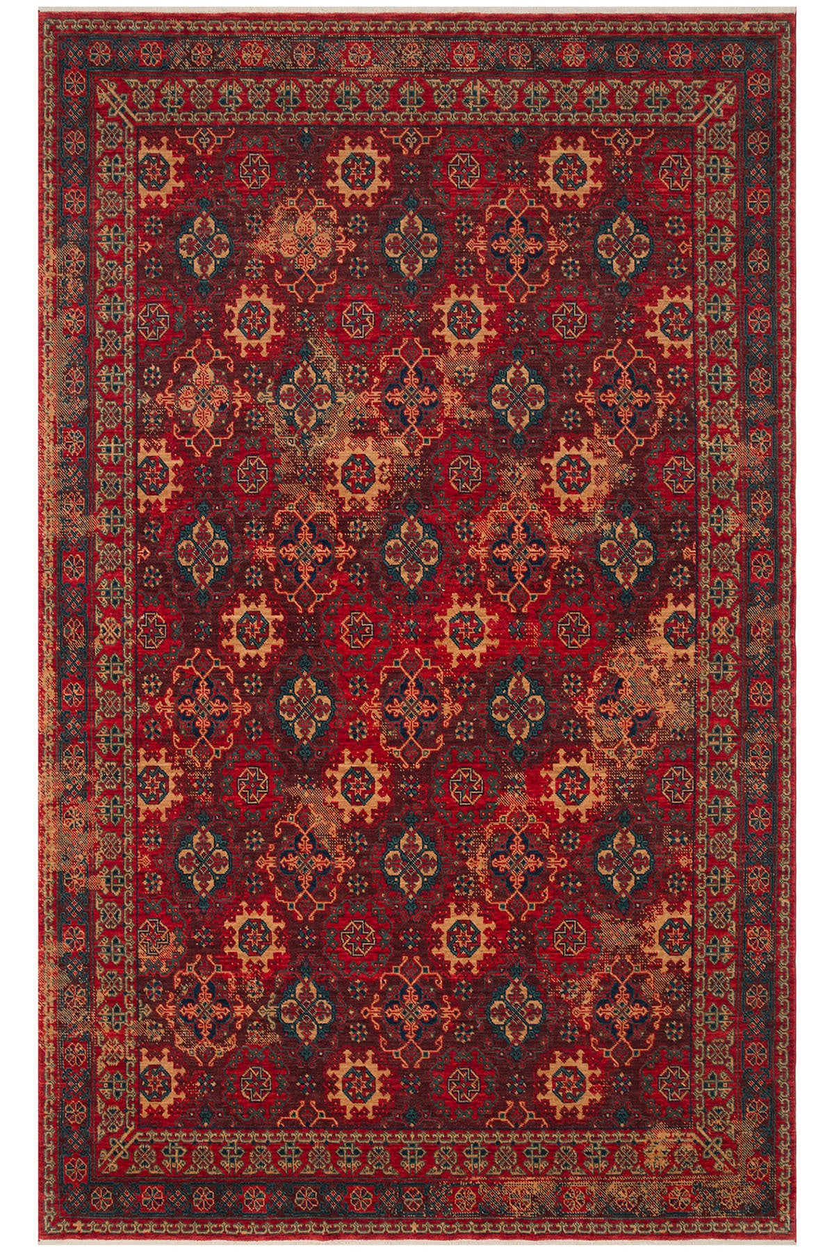 Cool Rug Mardin Red Anatolian Pattern Classic Dort Mevsim Soft Wool Hand-Woven Salon Living Room Rug
