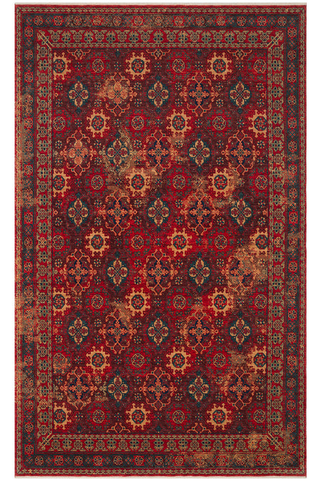 Cool Rug Mardin Red Anatolian Pattern Classic Dort Mevsim Soft Wool Hand-Woven Salon Living Room Rug