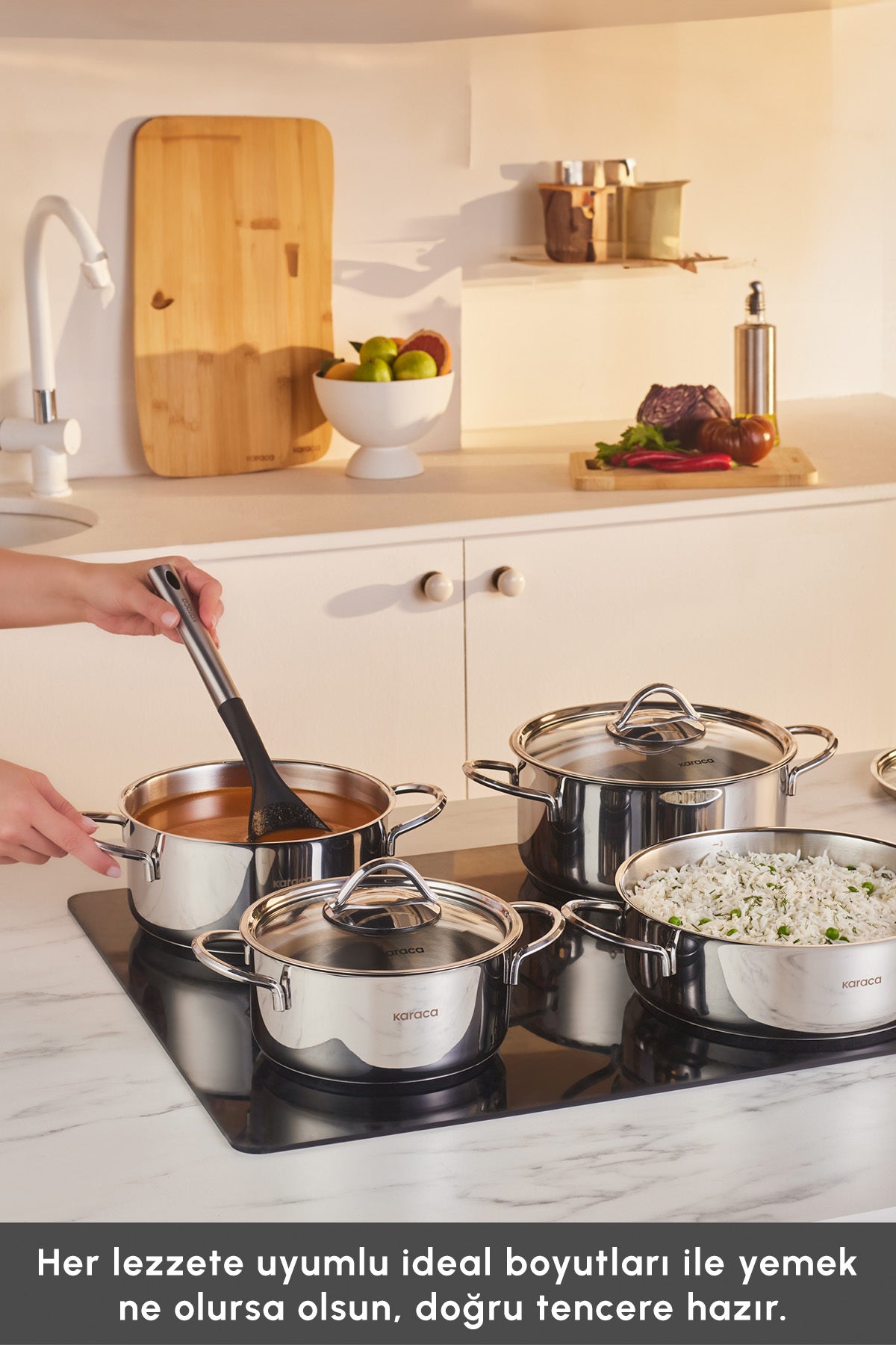 Karaca Sakura Powersteel 316 Induction Compatible 8 Piece Cookware Set - MALLTURK