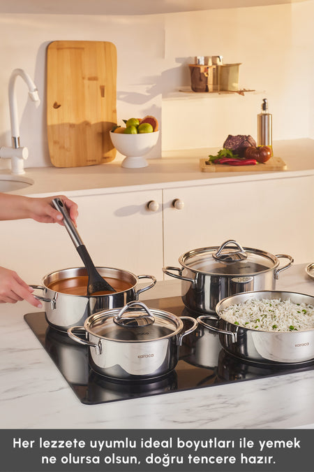 Karaca Sakura Powersteel 316 Induction Compatible 8 Piece Cookware Set - MALLTURK