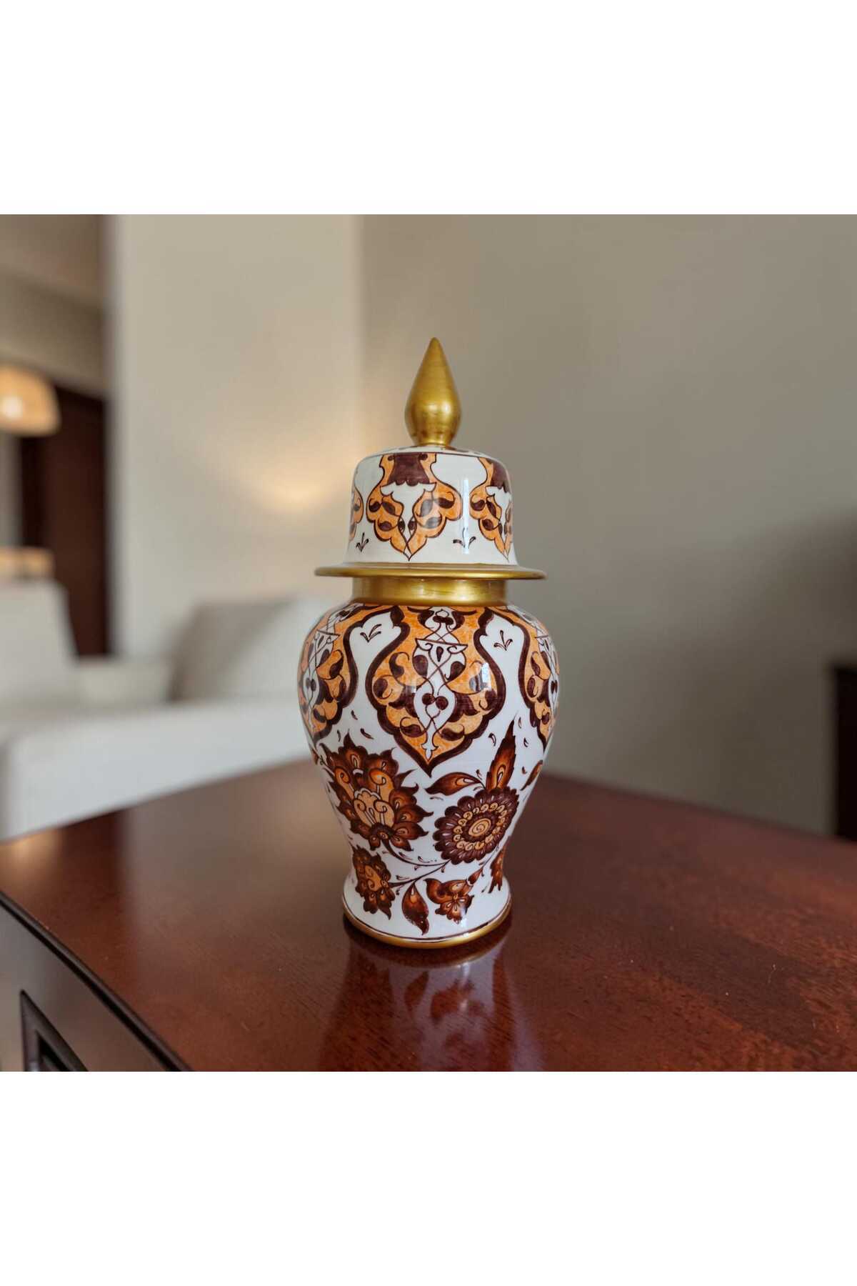 Sema ceramic handmade 25 cm Shahkup vase with gold gilding. - MALLTURK