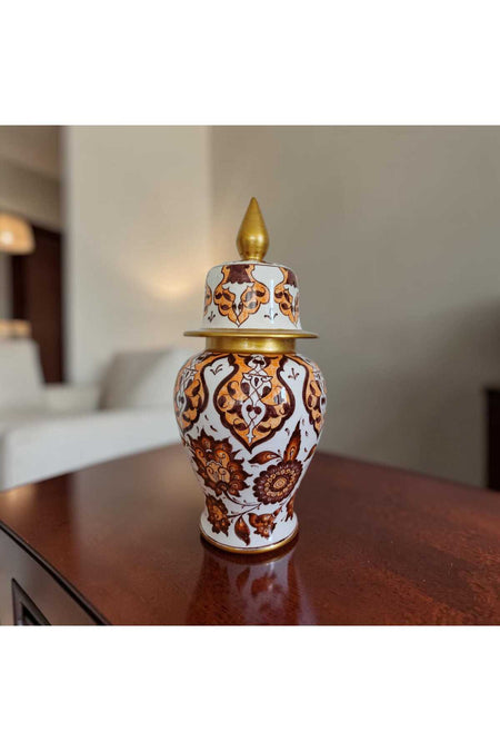 Sema ceramic handmade 25 cm Shahkup vase with gold gilding. - MALLTURK