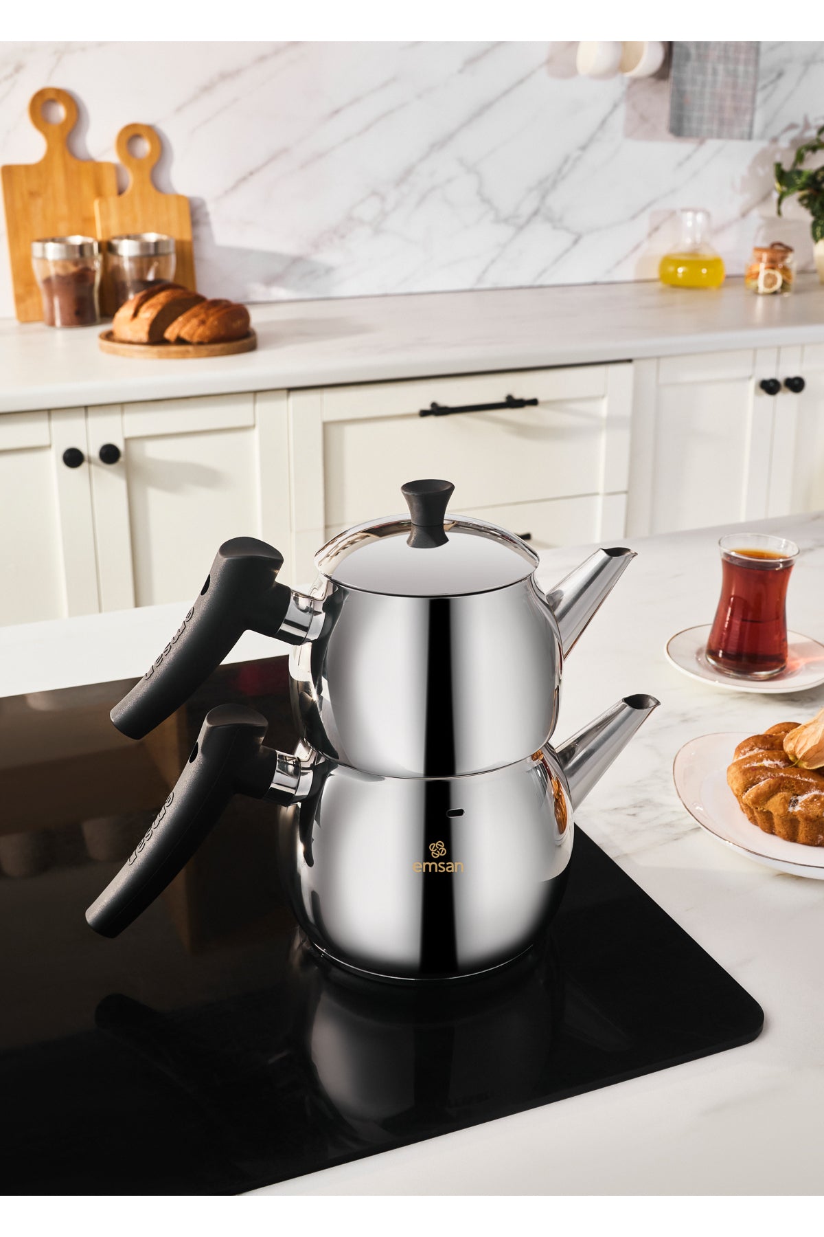 Emsan Alim Stainless Steel Teapot Set, Midi Size - MALLTURK