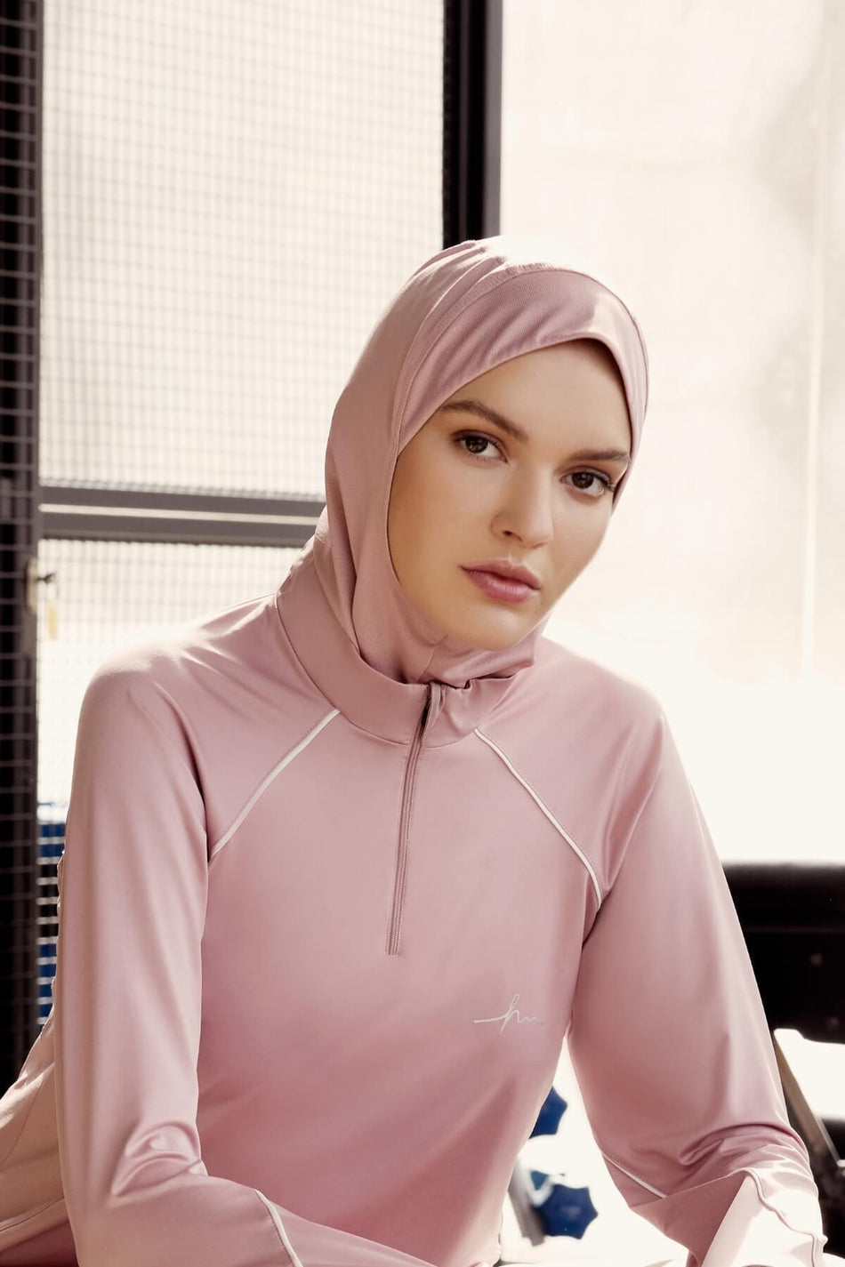 Hasema Active Hijab Sports Training Bonnet Act-27 Salmon Color