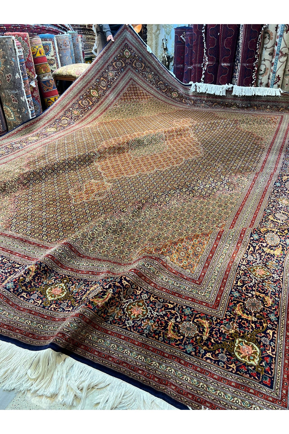 RD RAMAZAN DAG Hand Rug Art Hand-Woven Iranian Mahi Rug Wool Blend Premium Quality Size 400x300 - MALLTURK