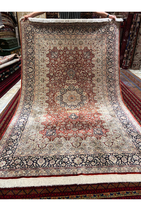 RD RAMAZAN DAG Hand Rug Art Hand-Woven Pure Silk Rug Collector Piece Size 250x150