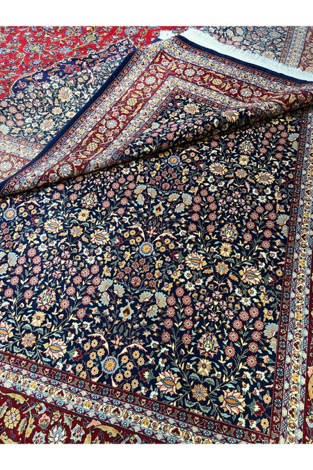 RD RAMAZAN DAG Hand Rug Art Hand-Woven Sumerbank Hereke Rug Signed Seven Mountains Flower Premium Quality Size 330x251 - MALLTURK