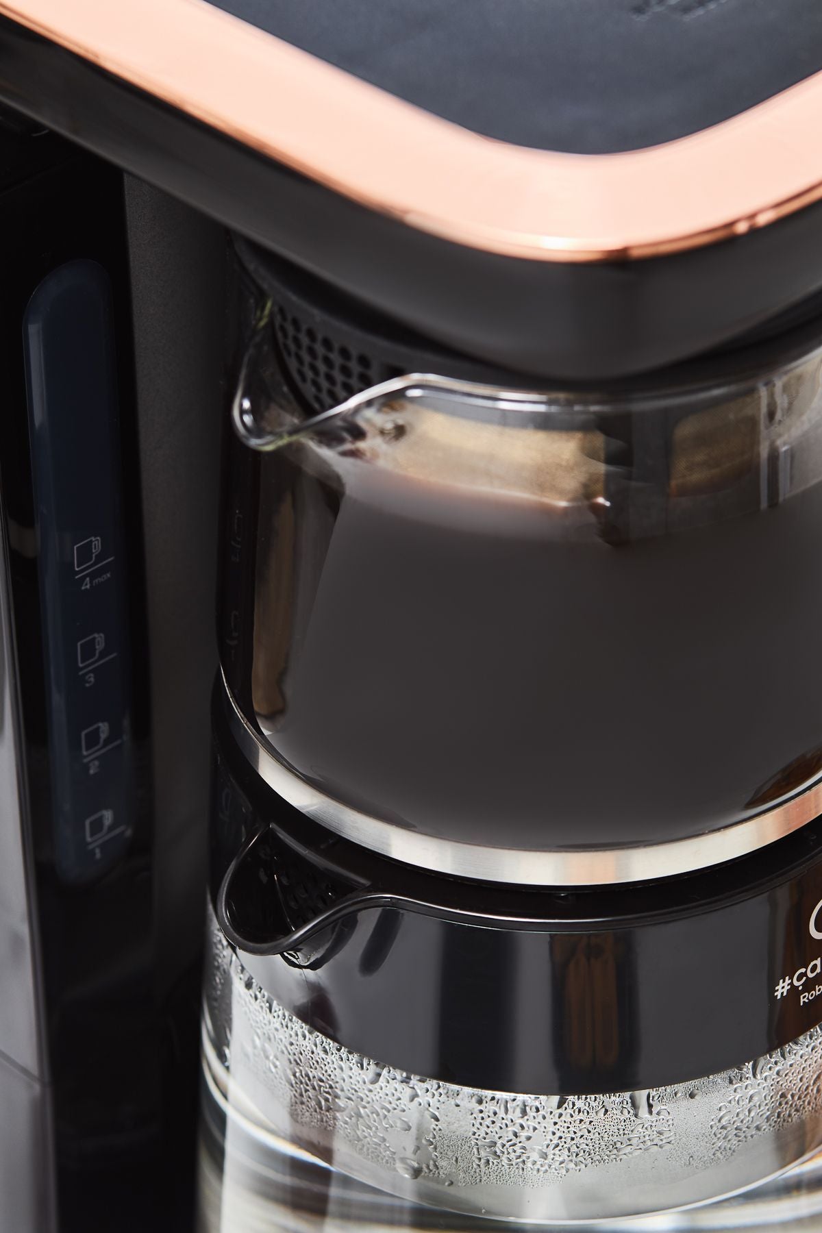 Karaca Robotea Pro 4 in 1 Talking Glass Tea Maker Black Copper - MALLTURK