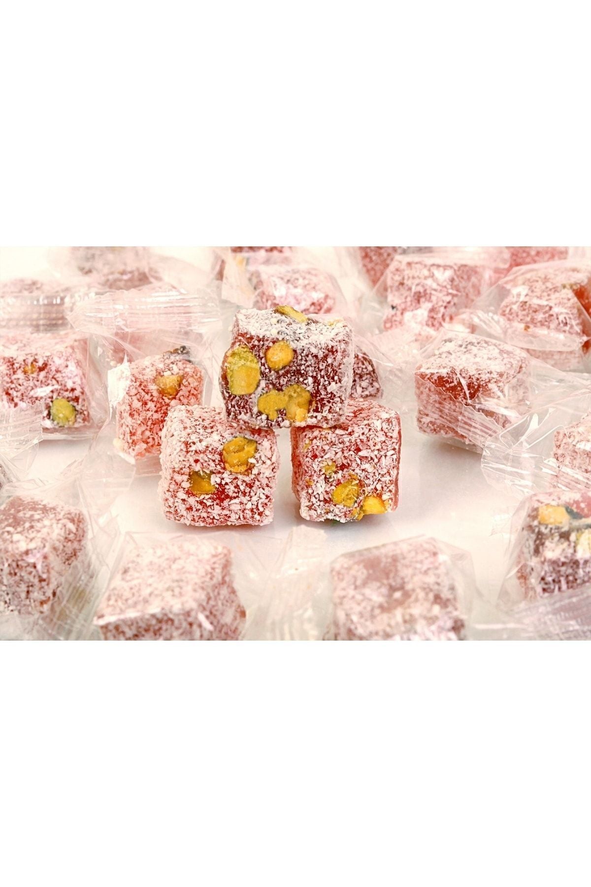 HANEZAN Pomegranate Flavored Flavored antepfistikli Double Roasted Turkish Delight 1 kg tek tek posetli - MALLTURK