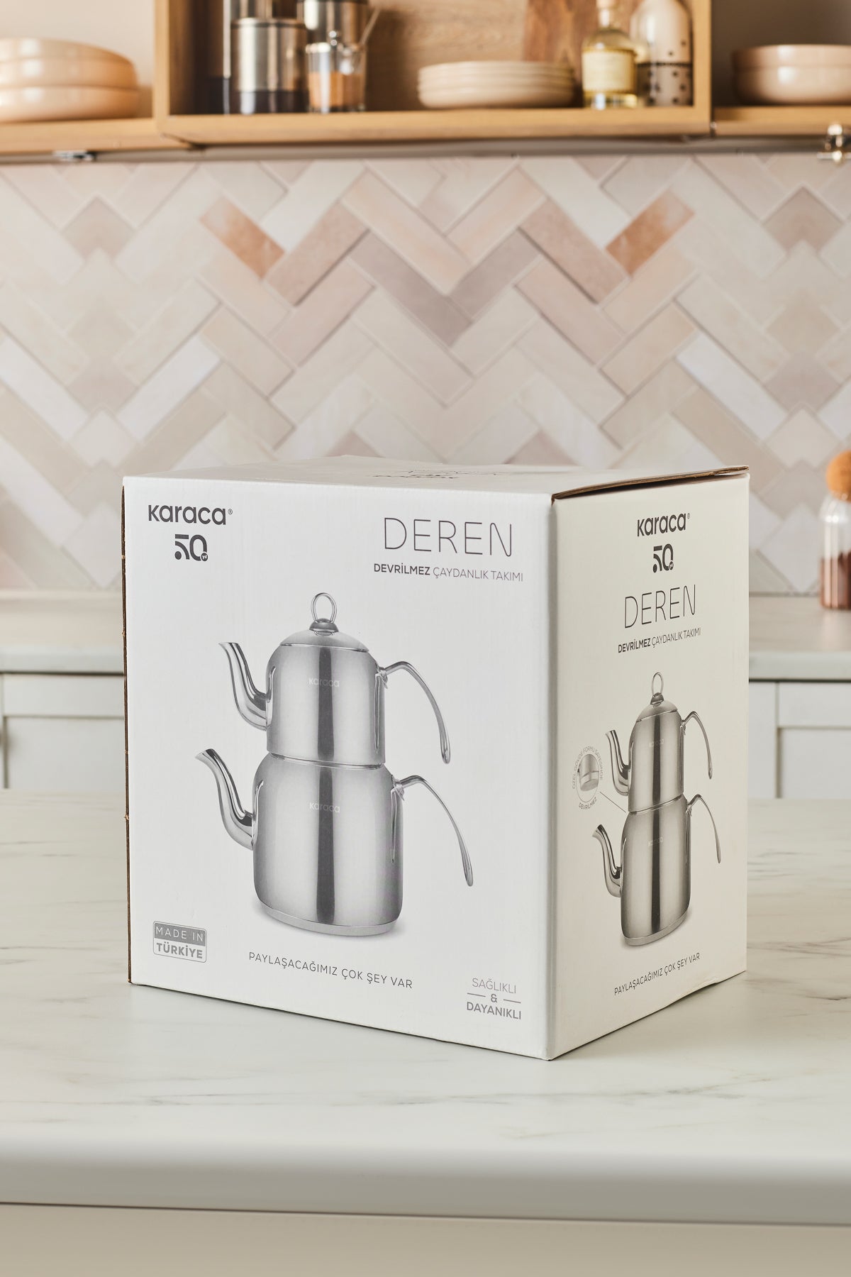 Karaca Deren Non-Spill Maxi Size induction Base Teapot Set - MALLTURK