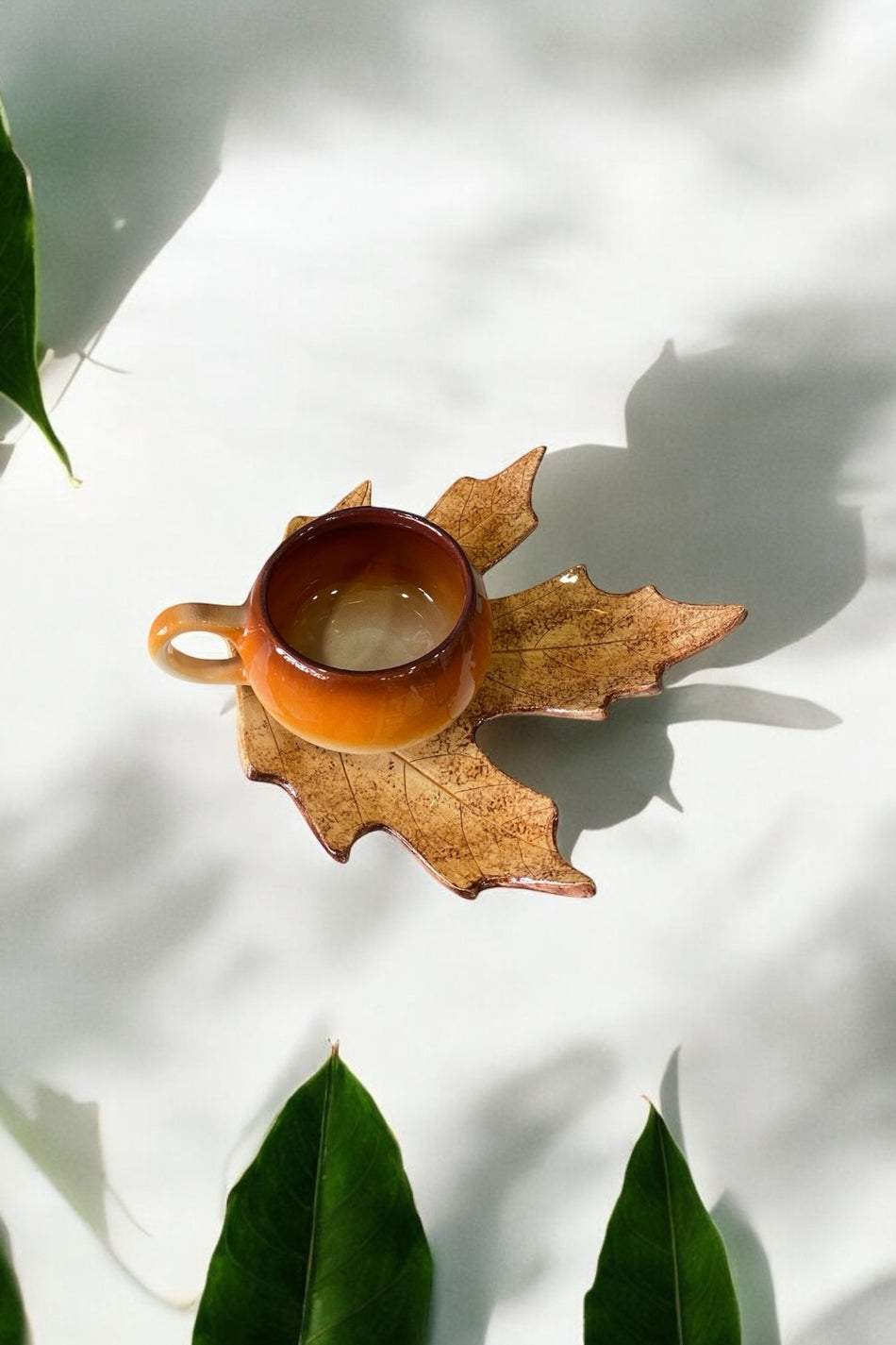 Eporselen Maple Leaf Single 2-Piece Coffee Cup Set Brown - MALLTURK