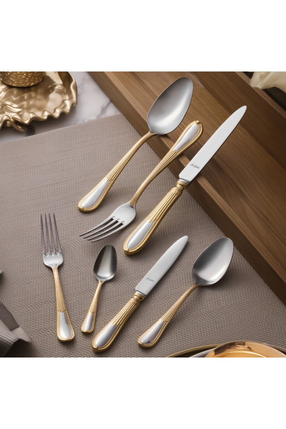 Aryildiz nature plus 84 Piece 12 Place Setting Flatware Set - MALLTURK
