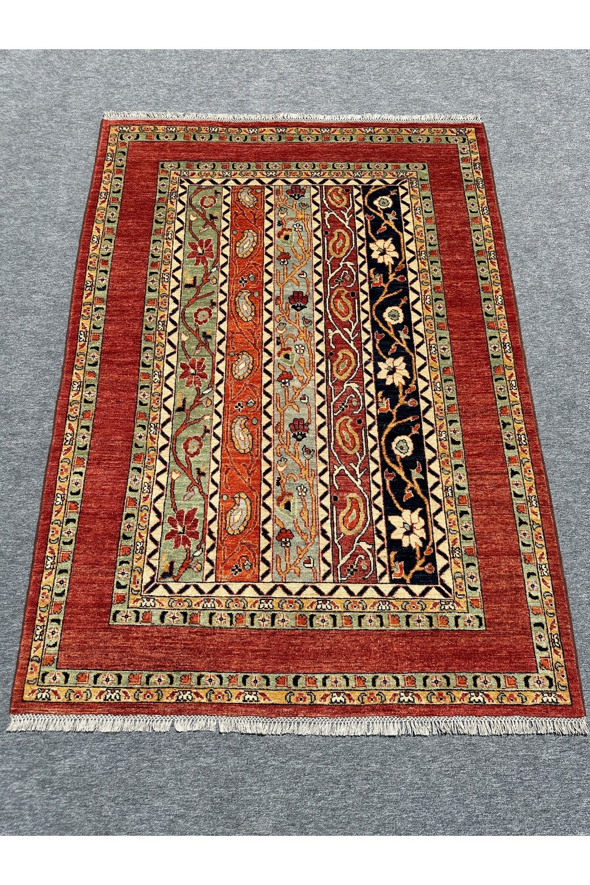 BURAK Rug Hand-Woven SAL Rug 165X230 Orange 4 M2 Green Natural Dye Wool Rug !