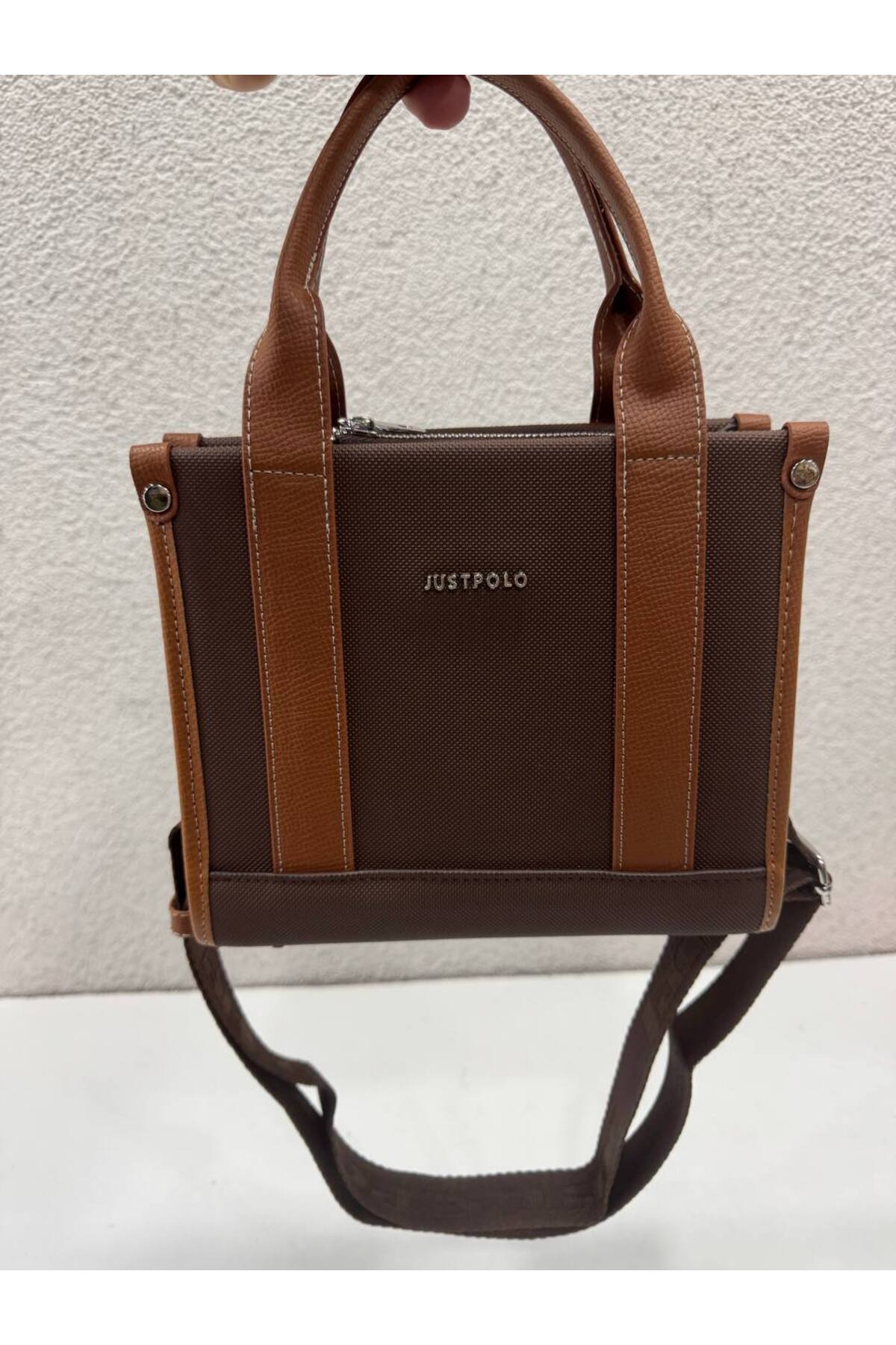 Just Polo Epi Women's Hand and Shoulder Bag, Polo Fabric Brown - MALLTURK