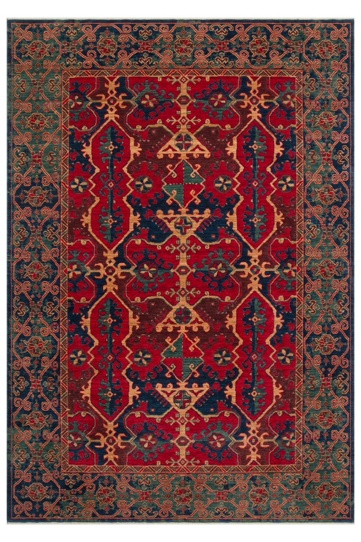 Kalesta Rug Rustik 01 Navy Red Natural Wool with Special Looms Hand-Woven Techniques with Produced Living Room Rug - MALLTURK
