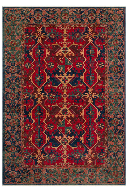 Kalesta Rug Rustik 01 Navy Red Natural Wool with Special Looms Hand-Woven Techniques with Produced Living Room Rug - MALLTURK